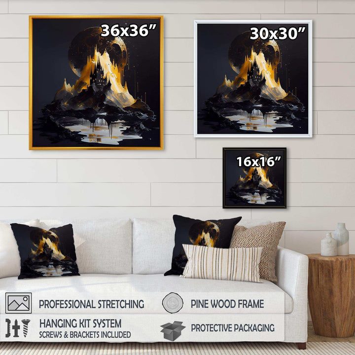 Black And Gold Mountain Landscape I
