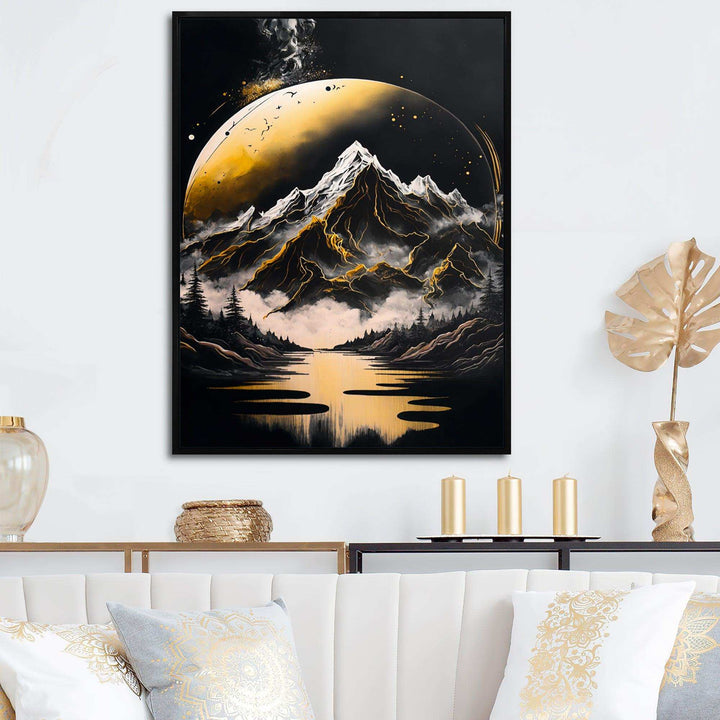 Black And Gold Mountain Landscape V