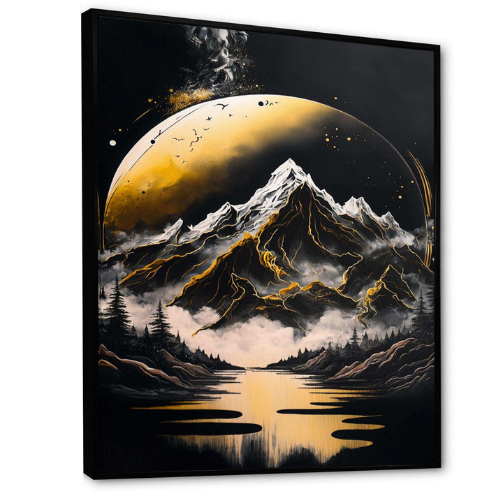 Black And Gold Mountain Landscape V