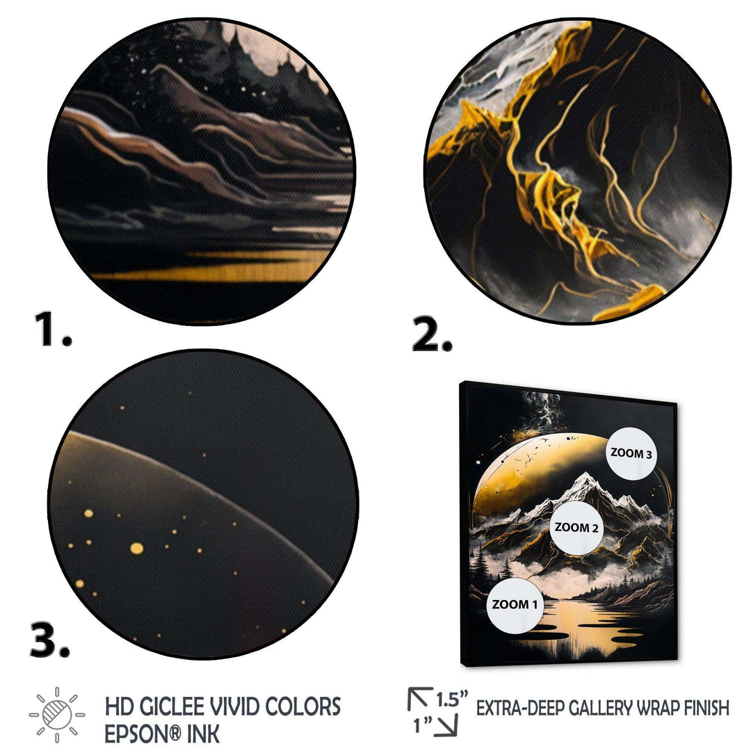 Black And Gold Mountain Landscape V