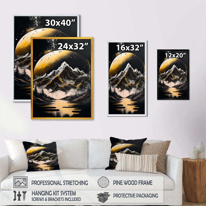 Black And Gold Mountain Landscape V