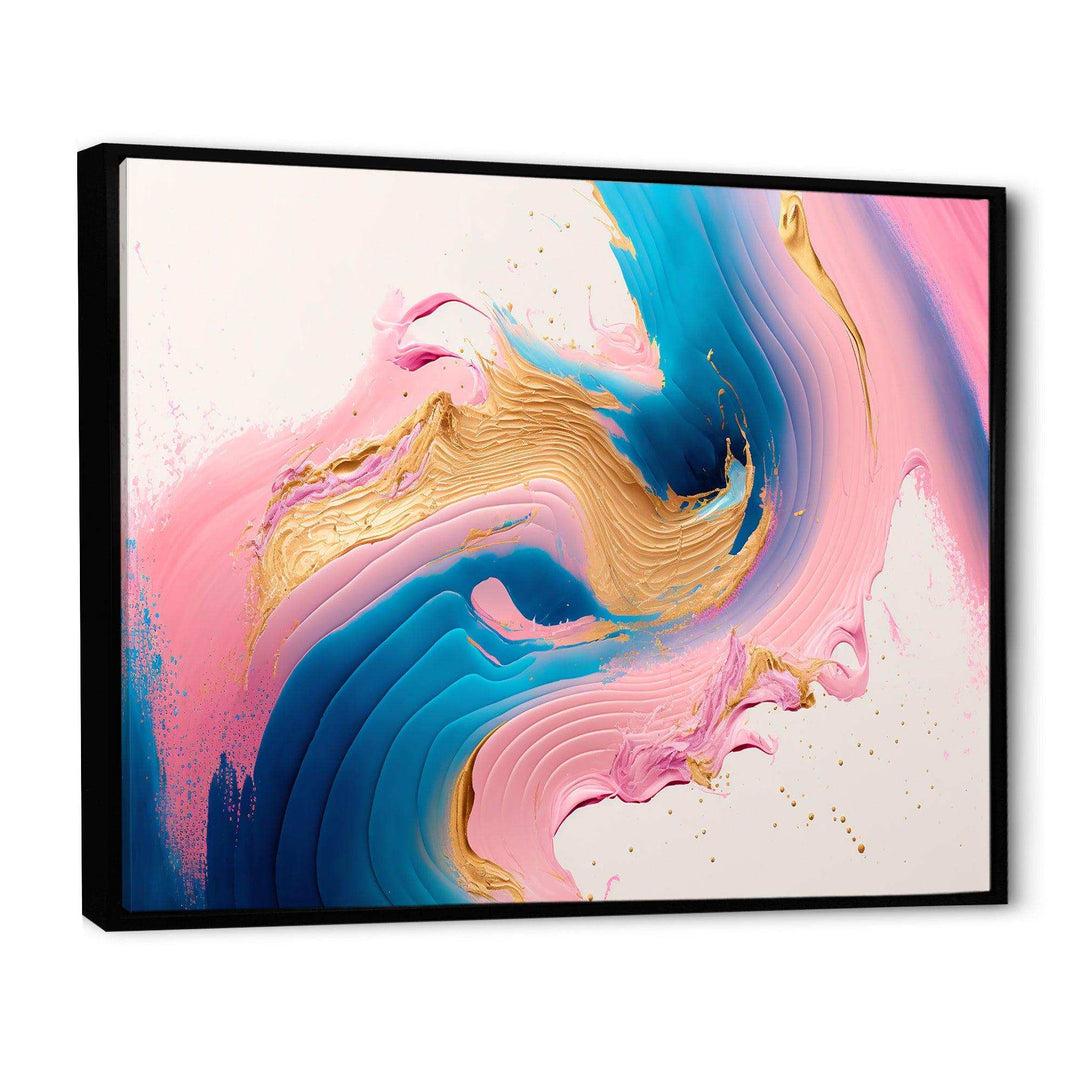 Pink And Gold Waves  - Modern Bedroom Wall Art