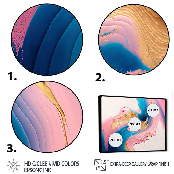 Pink And Gold Waves  - Modern Bedroom Wall Art