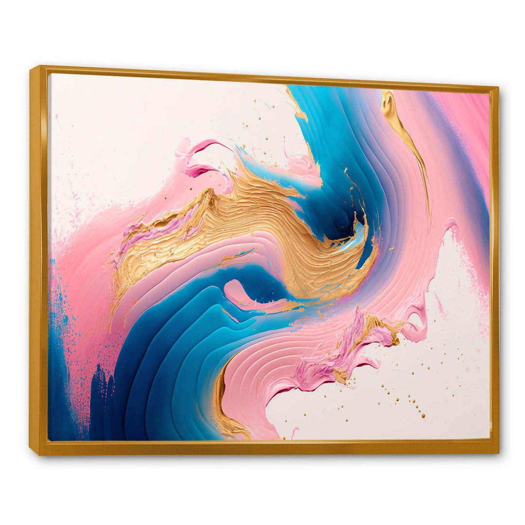 Pink And Gold Waves  - Modern Bedroom Wall Art