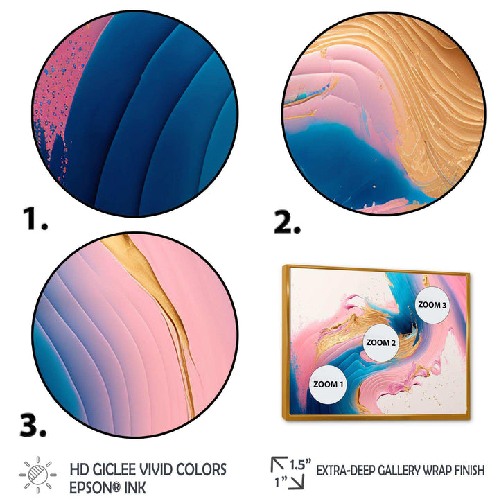 Pink And Gold Waves  - Modern Bedroom Wall Art