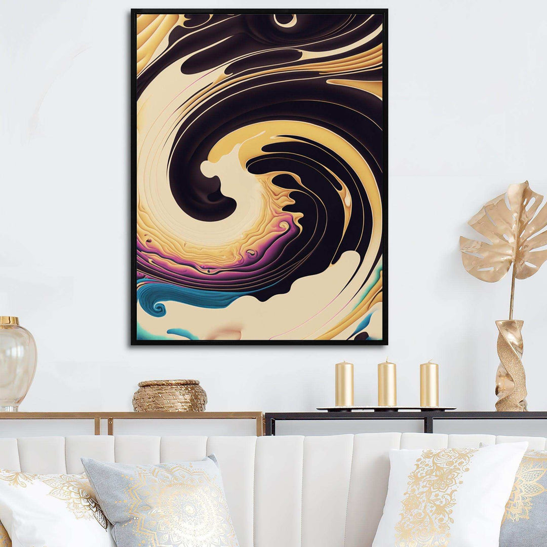 Purple, Gold And Blue Swirl I - Modern Living Room Wall Decor