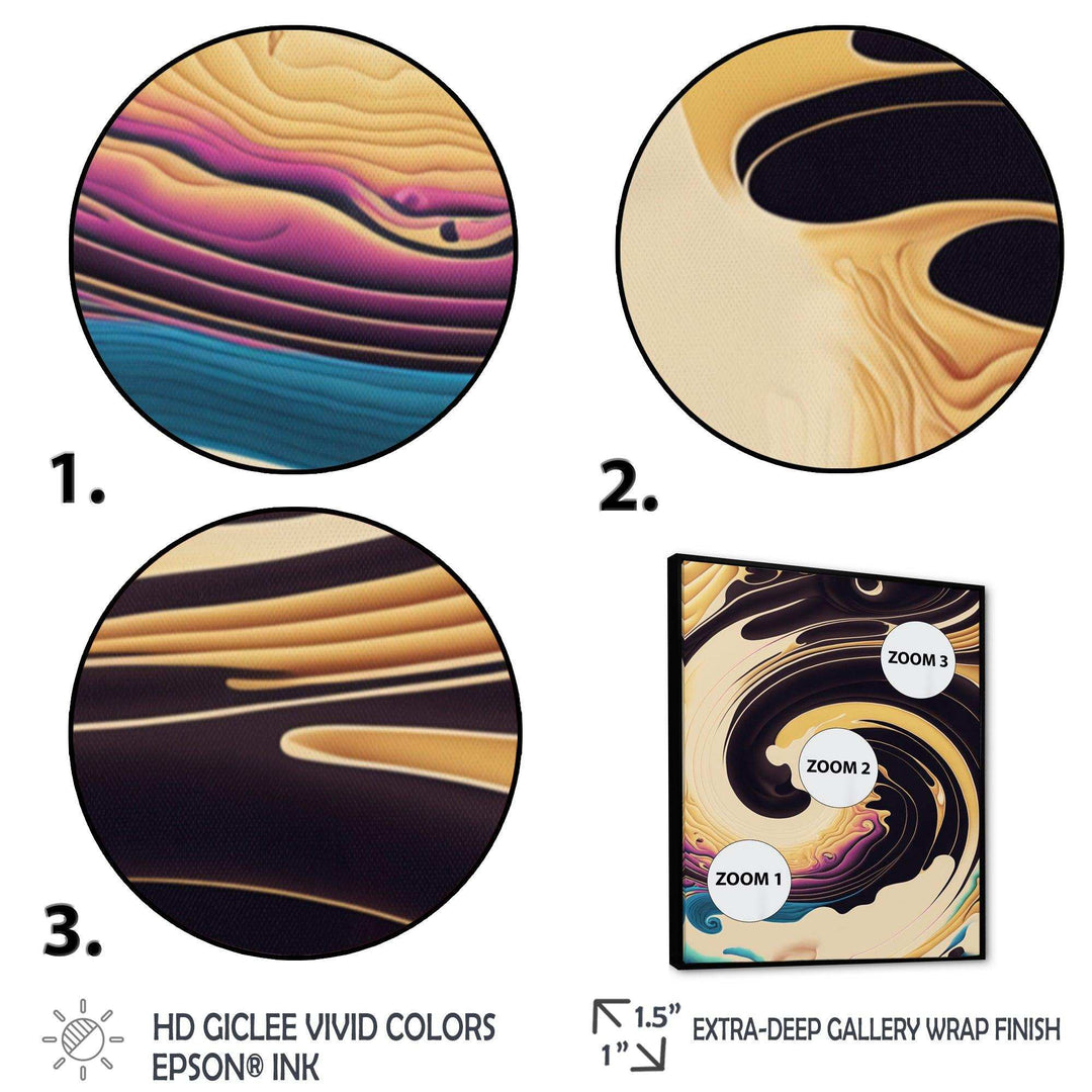 Purple, Gold And Blue Swirl I - Modern Living Room Wall Decor