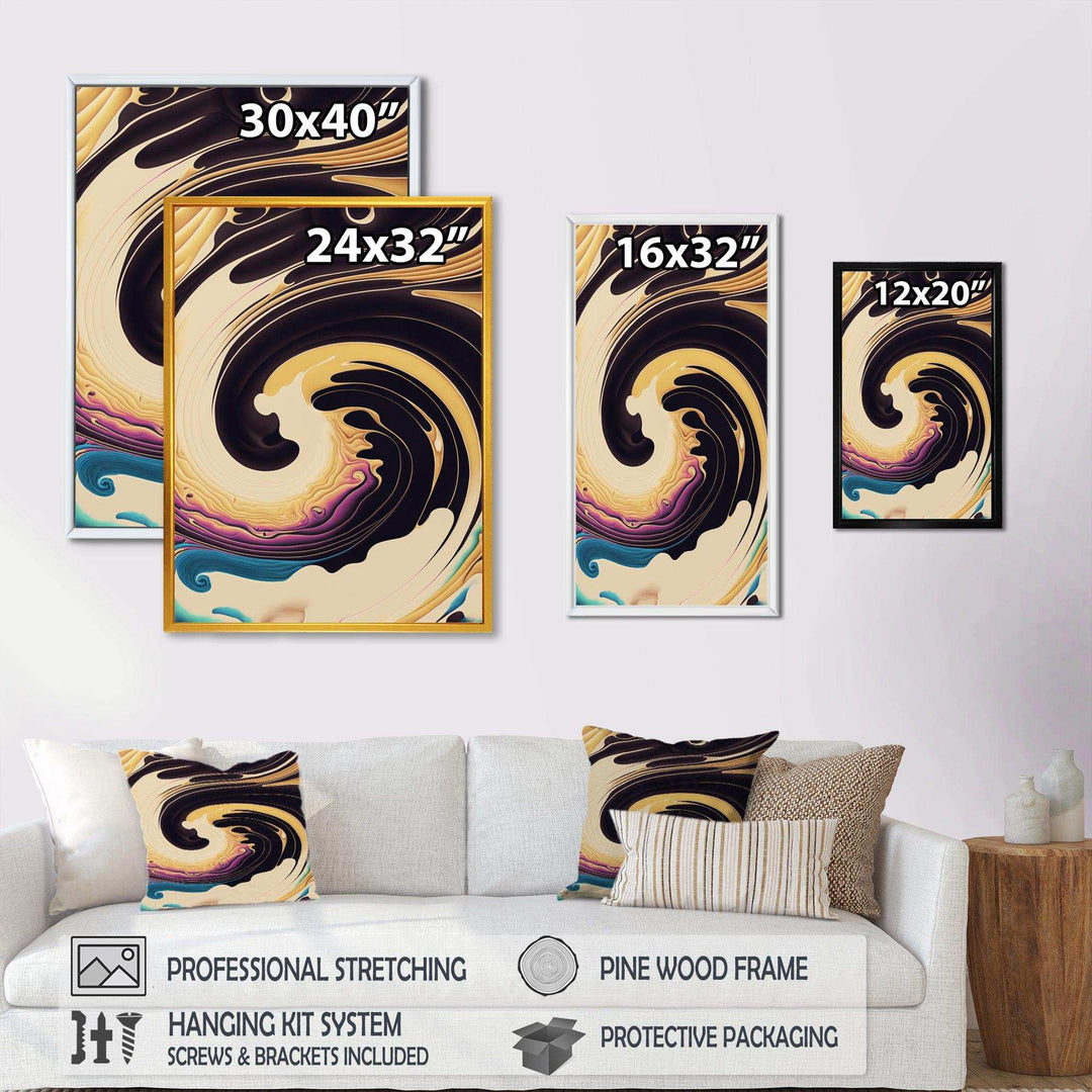 Purple, Gold And Blue Swirl I - Modern Living Room Wall Decor