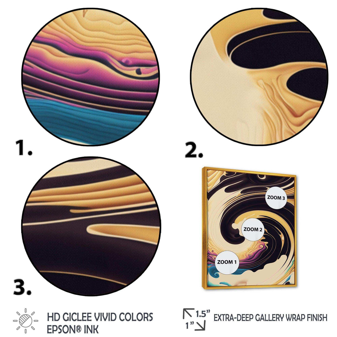 Purple, Gold And Blue Swirl I - Modern Living Room Wall Decor