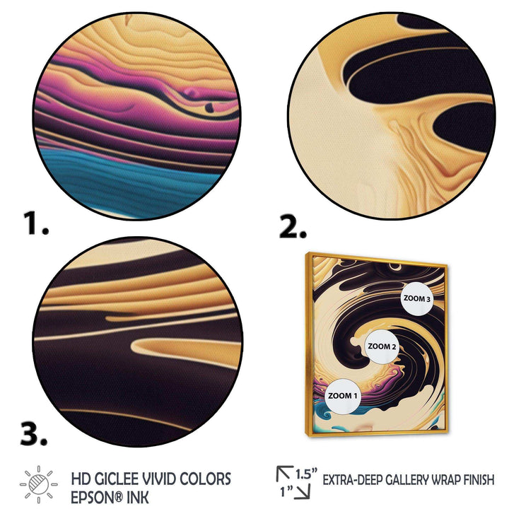 Purple, Gold And Blue Swirl I - Modern Living Room Wall Decor