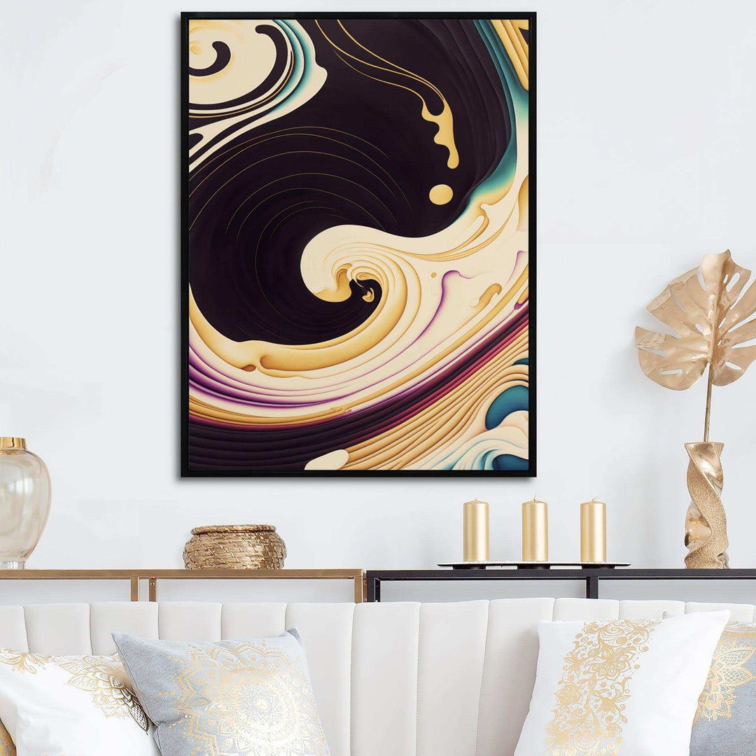 Purple, Gold And Blue Swirl II - Modern Canvas Wall Art