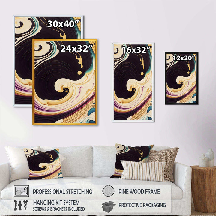 Purple, Gold And Blue Swirl II - Modern Canvas Wall Art