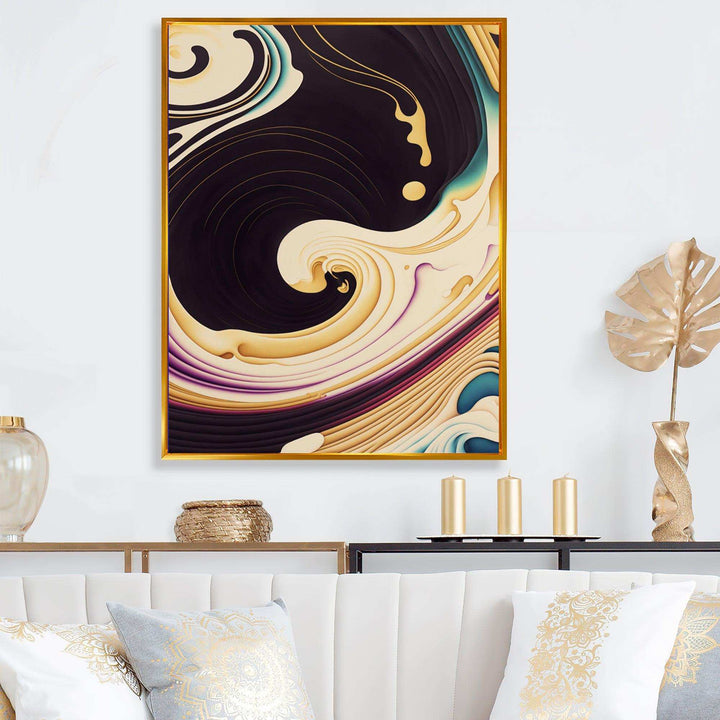 Purple, Gold And Blue Swirl II - Modern Canvas Wall Art