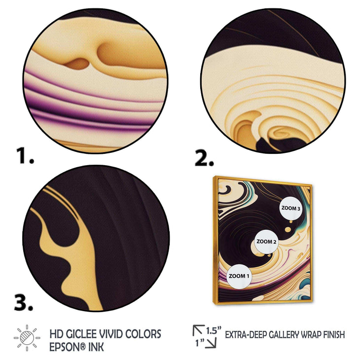 Purple, Gold And Blue Swirl II - Modern Canvas Wall Art