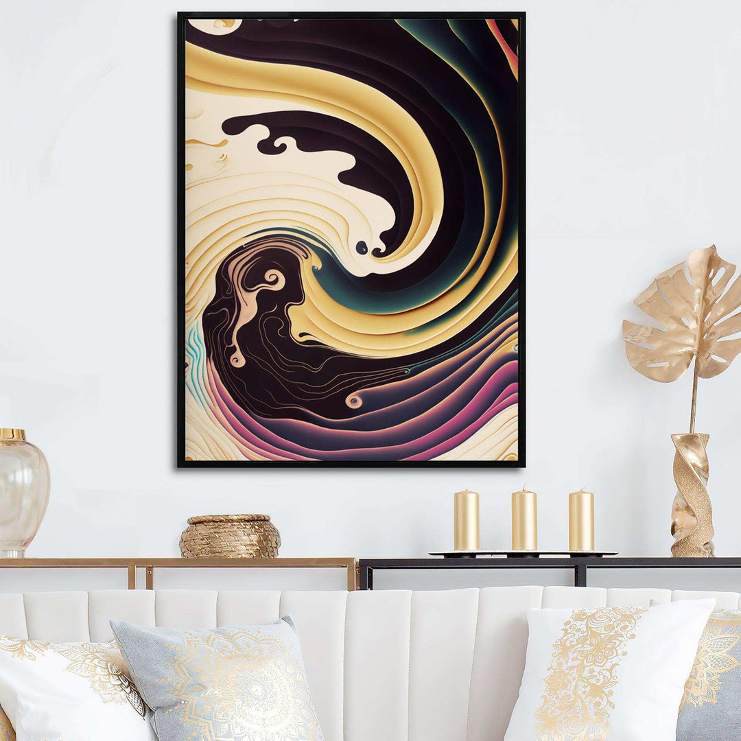 Purple, Gold And Blue Swirl III - Modern Bedroom Wall Art
