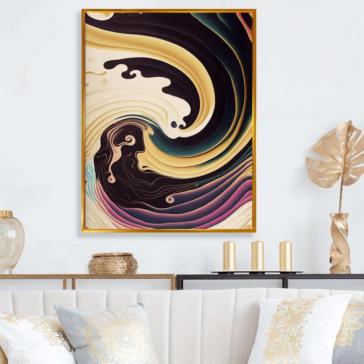 Purple, Gold And Blue Swirl III - Modern Bedroom Wall Art