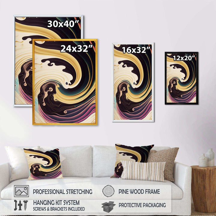 Purple, Gold And Blue Swirl III - Modern Bedroom Wall Art
