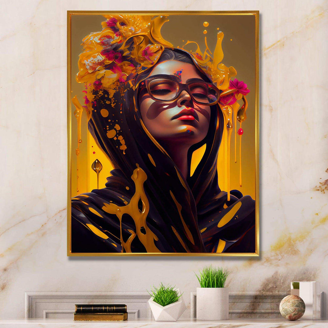 Stylish Arabic Woman With Floral Hijab V