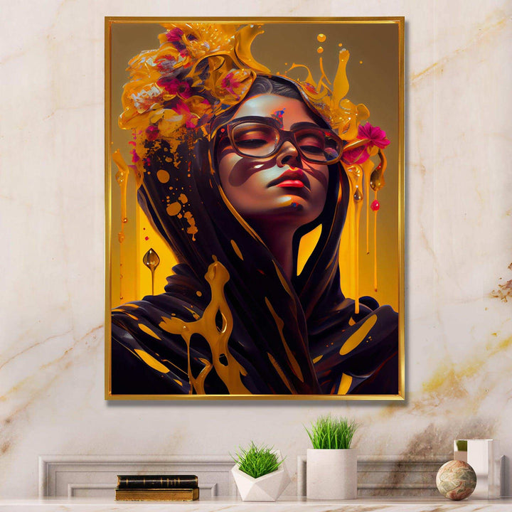 Stylish Arabic Woman With Floral Hijab V