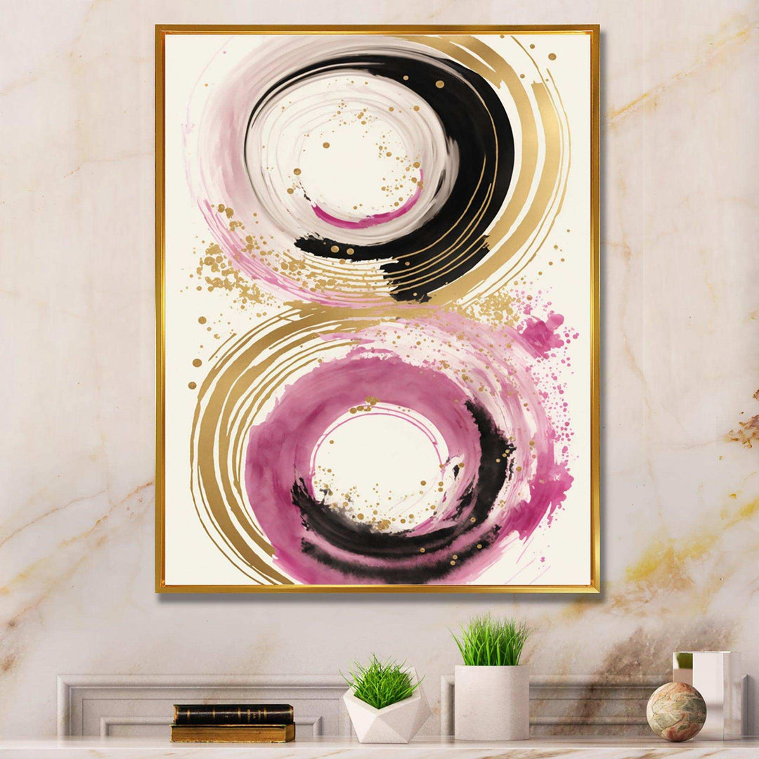 Pink And Gold Curves I - Modern Canvas Wall Art