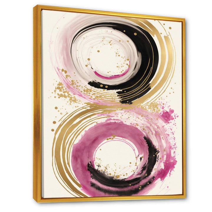 Pink And Gold Curves I - Modern Canvas Wall Art