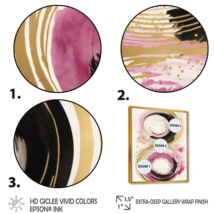 Pink And Gold Curves I - Modern Canvas Wall Art