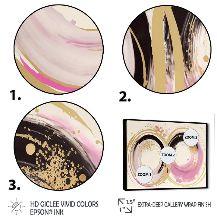 Pink And Gold Curves III - Modern Wall Art Prints