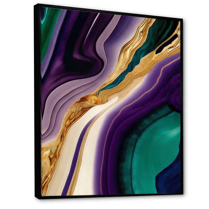 Purple, Green And Gold Bold Strokes II - Modern Bedroom Wall Art