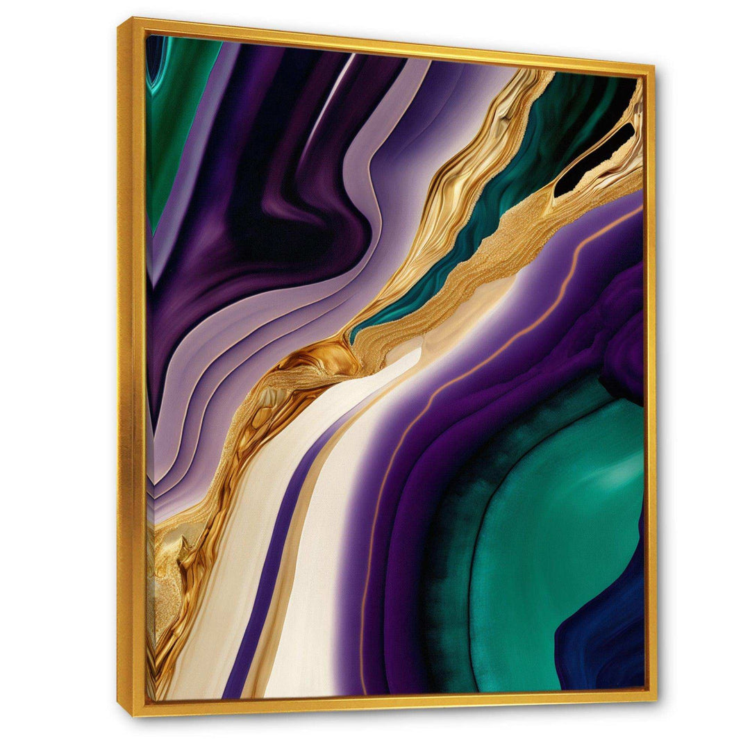 Purple, Green And Gold Bold Strokes II - Modern Bedroom Wall Art