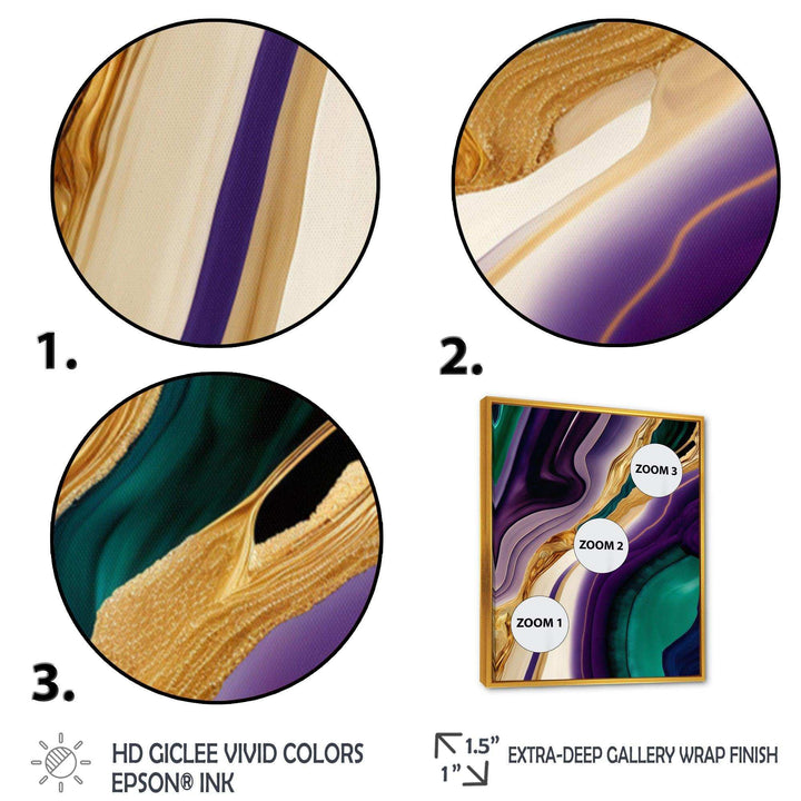 Purple, Green And Gold Bold Strokes II - Modern Bedroom Wall Art