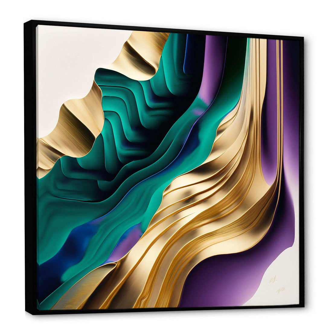 Purple, Green And Gold Bold Strokes III - Modern Wall Art Prints