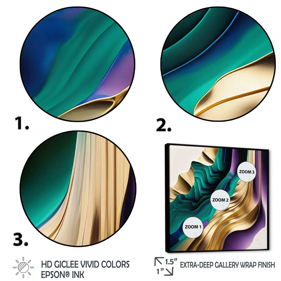 Purple, Green And Gold Bold Strokes III - Modern Wall Art Prints