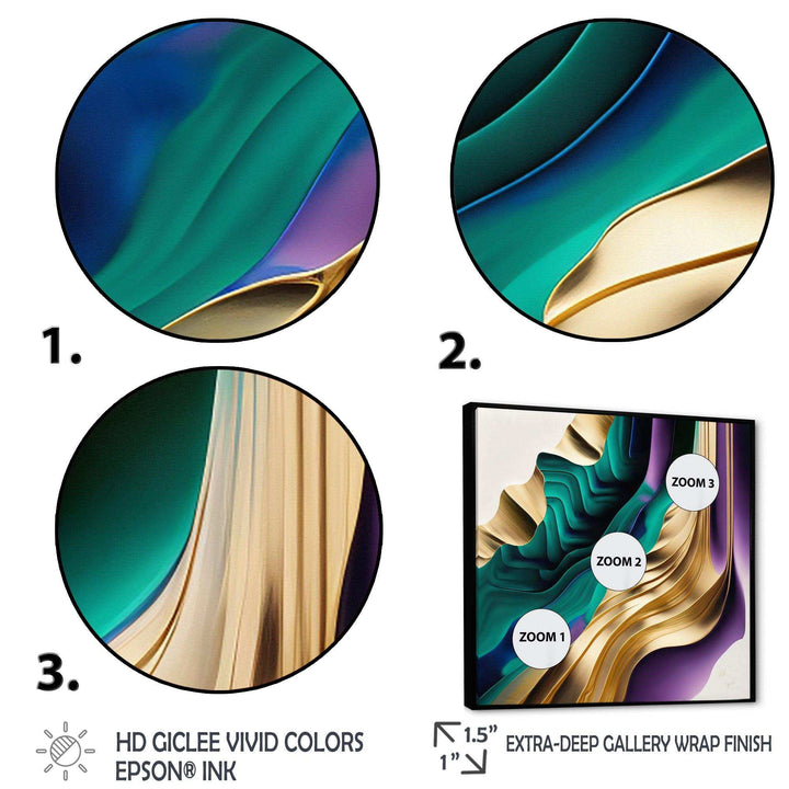 Purple, Green And Gold Bold Strokes III - Modern Wall Art Prints