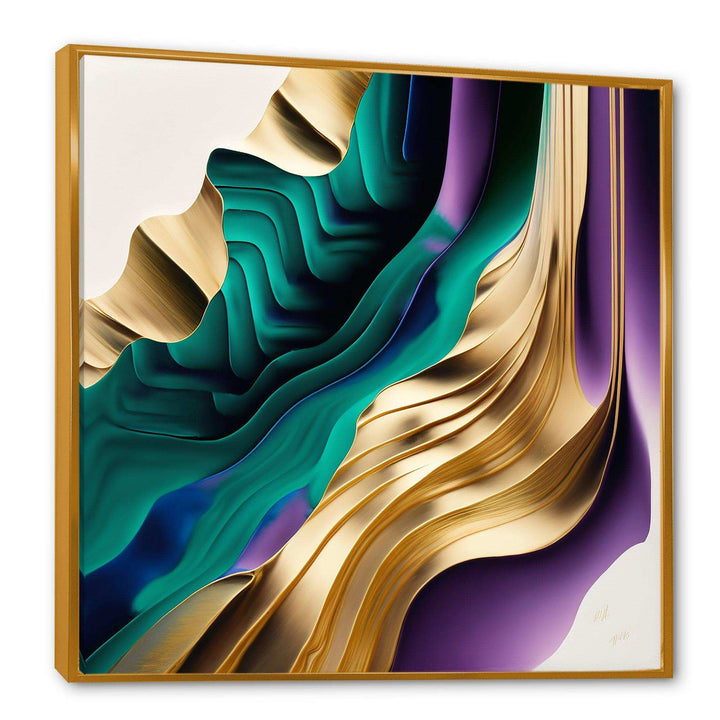 Purple, Green And Gold Bold Strokes III - Modern Wall Art Prints