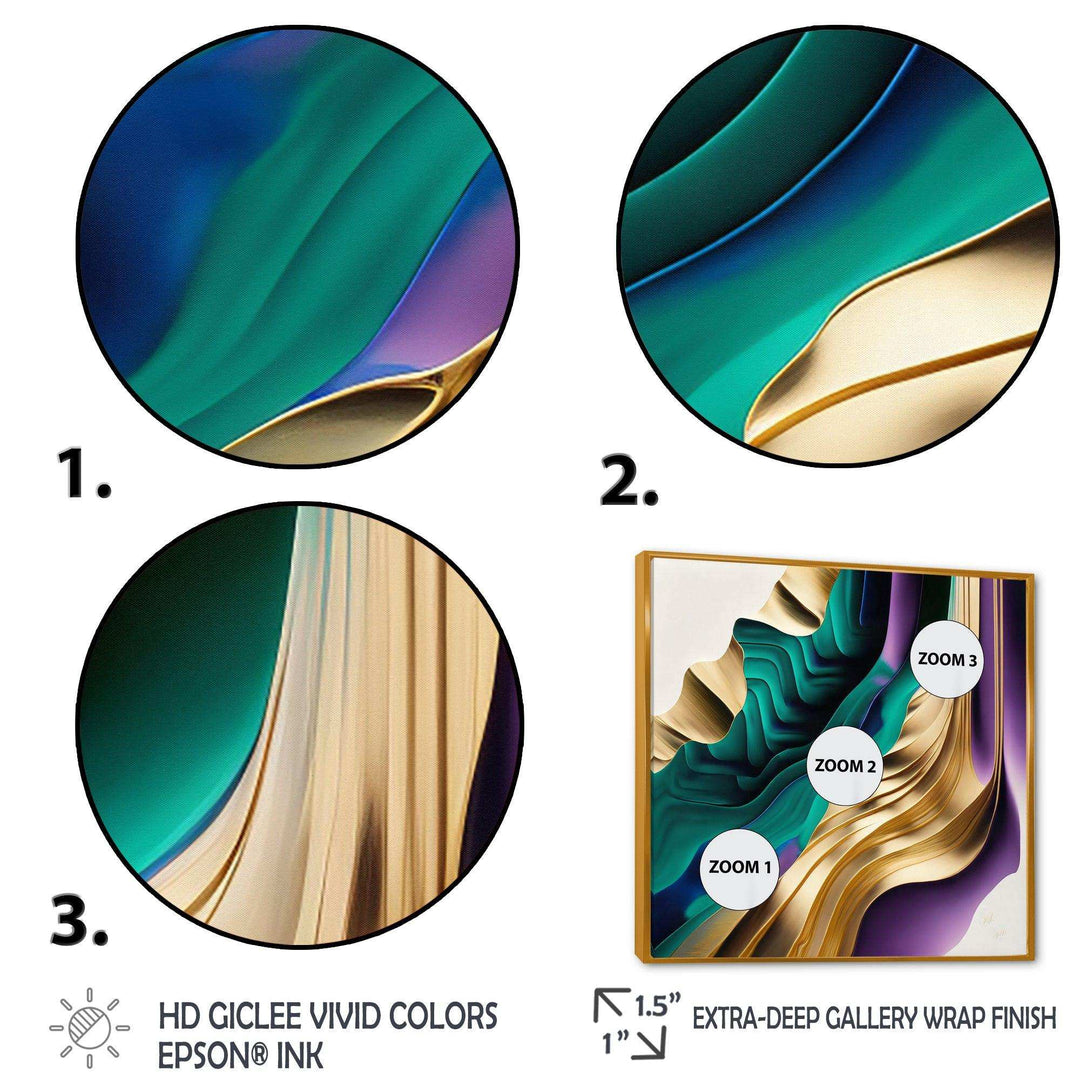 Purple, Green And Gold Bold Strokes III - Modern Wall Art Prints
