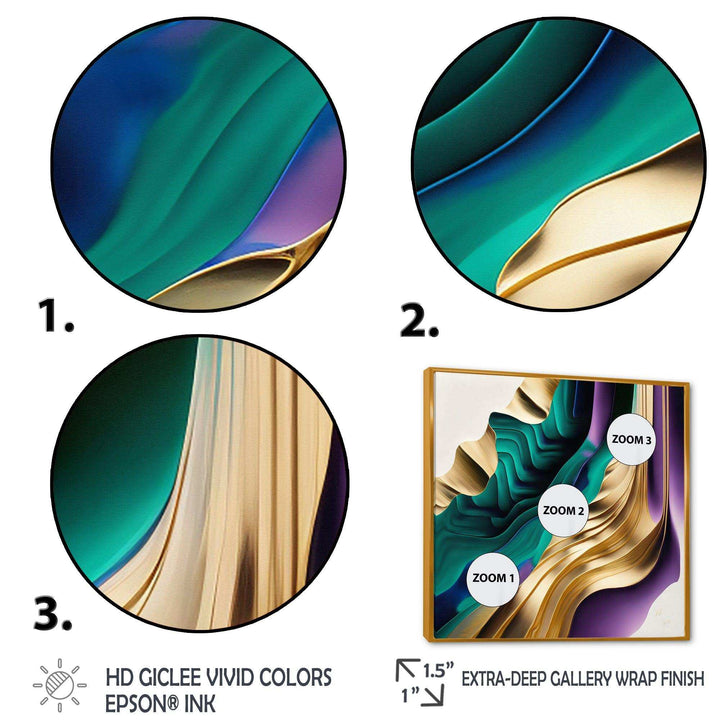Purple, Green And Gold Bold Strokes III - Modern Wall Art Prints