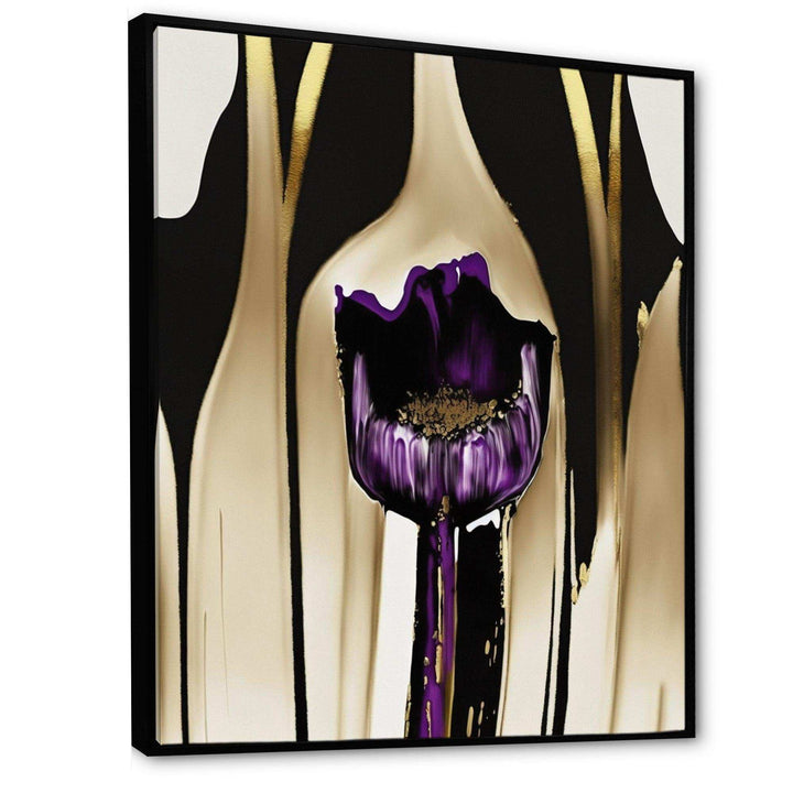 Purple Flower Flower On Abstract Paint IV - Traditional Canvas Wall Art