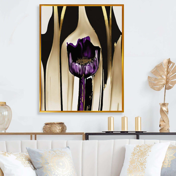 Purple Flower Flower On Abstract Paint IV - Traditional Canvas Wall Art