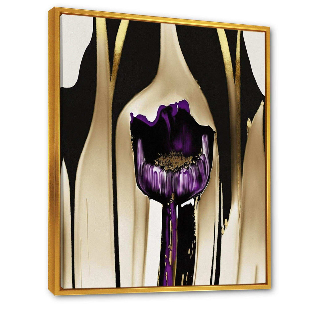 Purple Flower Flower On Abstract Paint IV - Traditional Canvas Wall Art