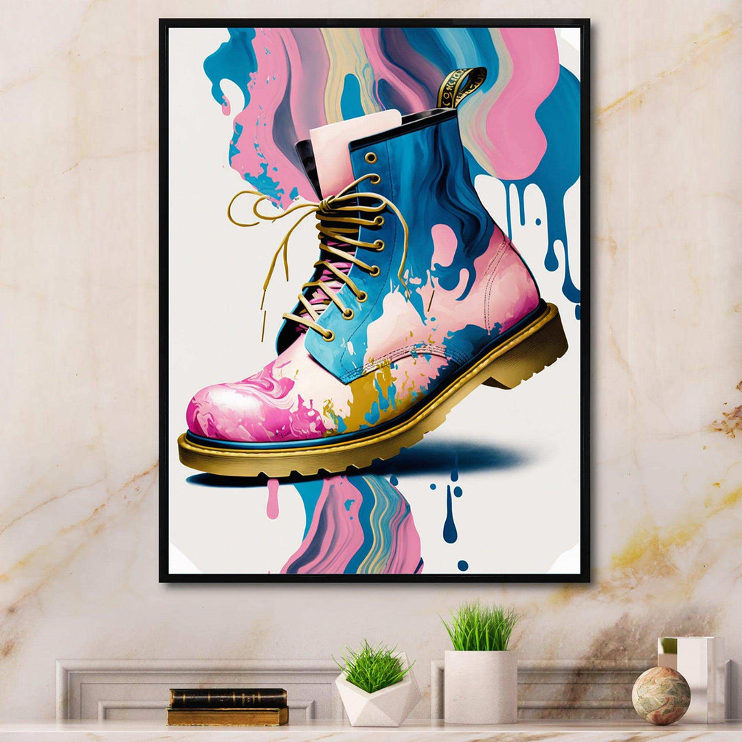 Pink And Blue Art Deco Army Shoes II
