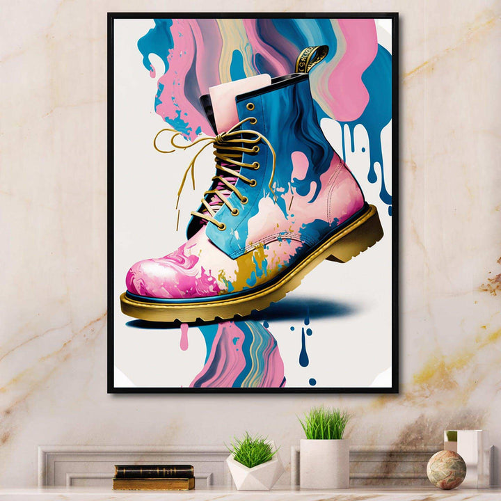 Pink And Blue Art Deco Army Shoes II