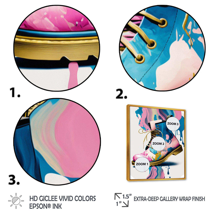 Pink And Blue Art Deco Army Shoes II