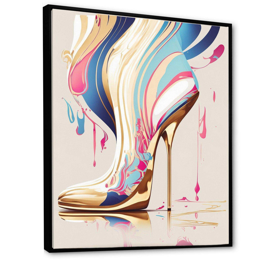 Pink And Blue Art Deco High Heel Boots I