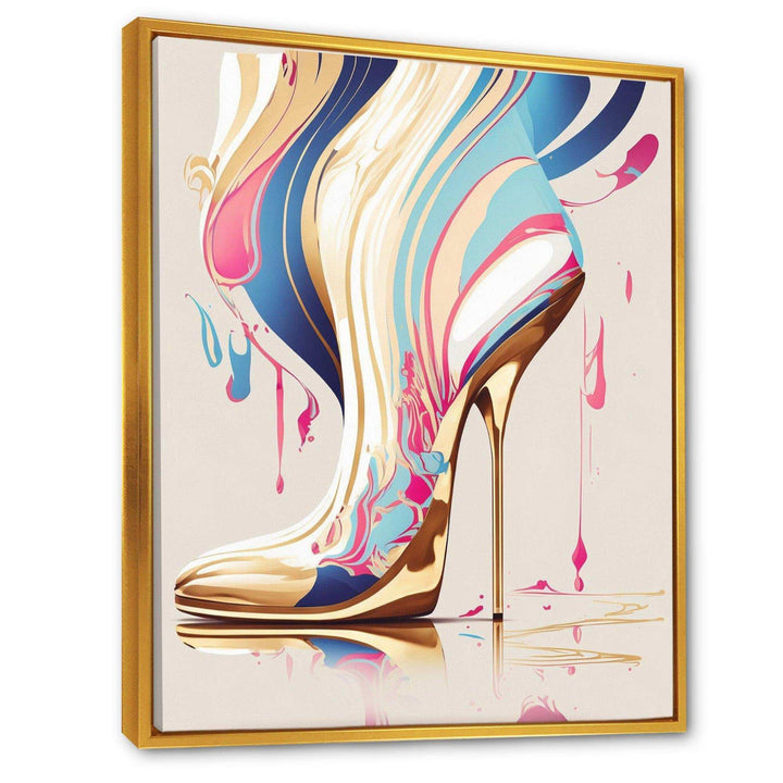Pink And Blue Art Deco High Heel Boots I