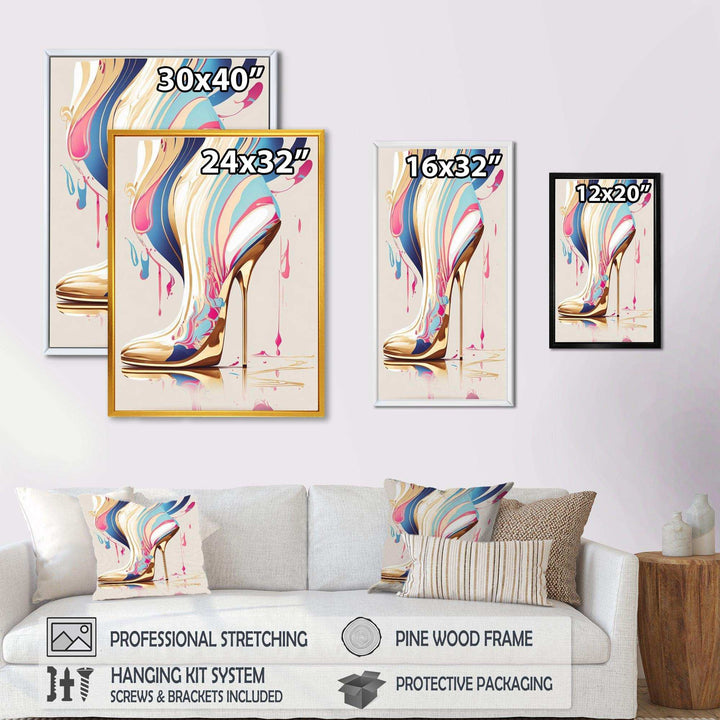 Pink And Blue Art Deco High Heel Boots I