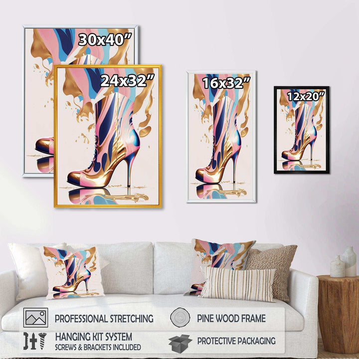 Pink And Blue Art Deco High Heel Boots III