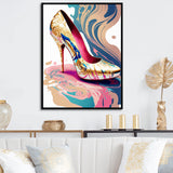 Pink And Blue Art Deco High Heel Shoes IV