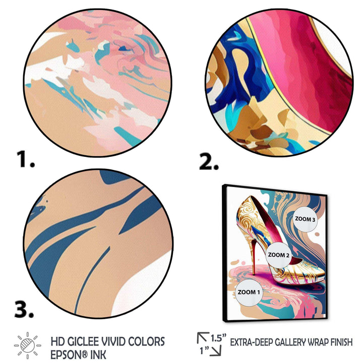 Pink And Blue Art Deco High Heel Shoes IV