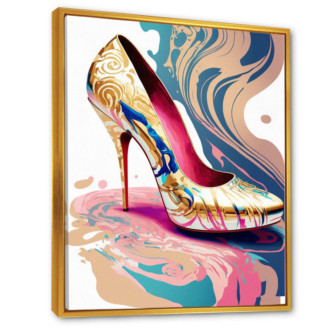 Pink And Blue Art Deco High Heel Shoes IV