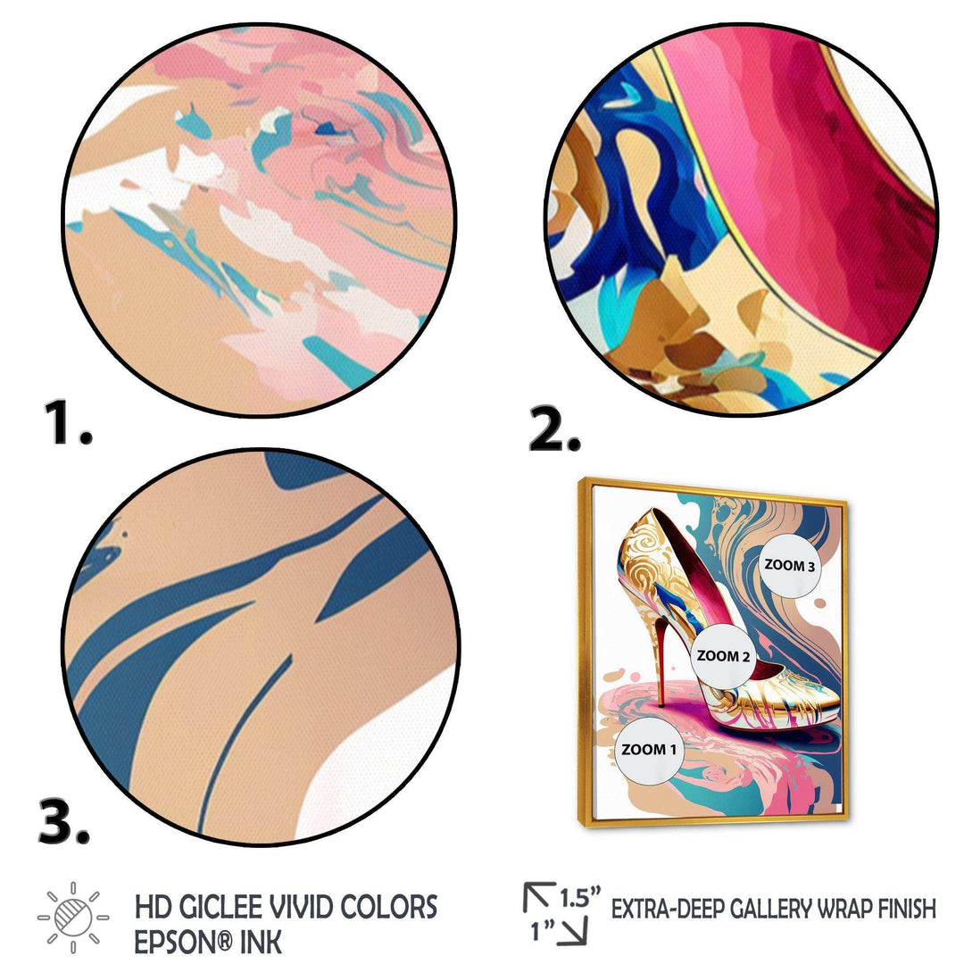 Pink And Blue Art Deco High Heel Shoes IV